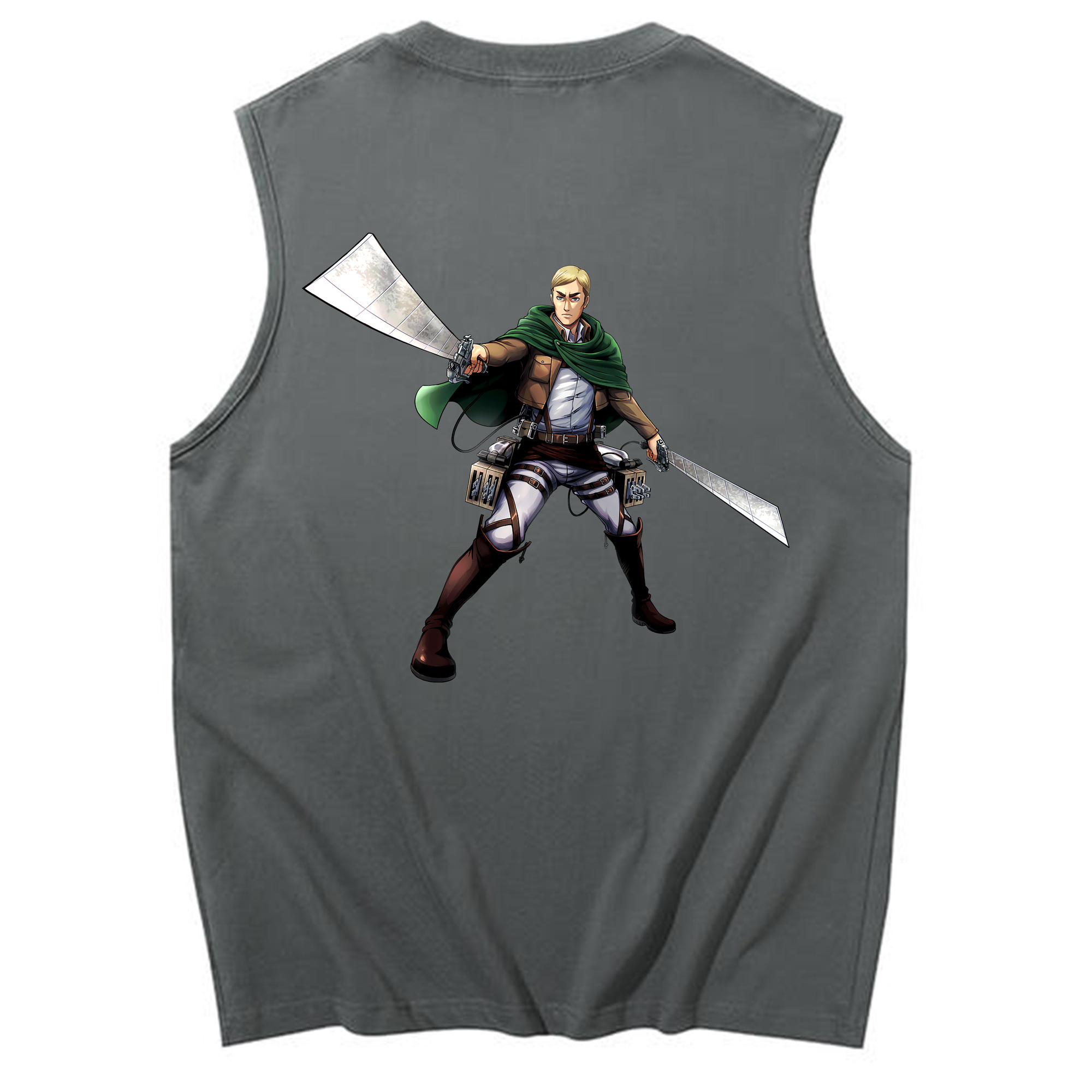（画像用） 進撃の巨人 エルヴィン・スミス Attack on Titan Erwin Smith コットン100％タンクトップ（背面プリント）